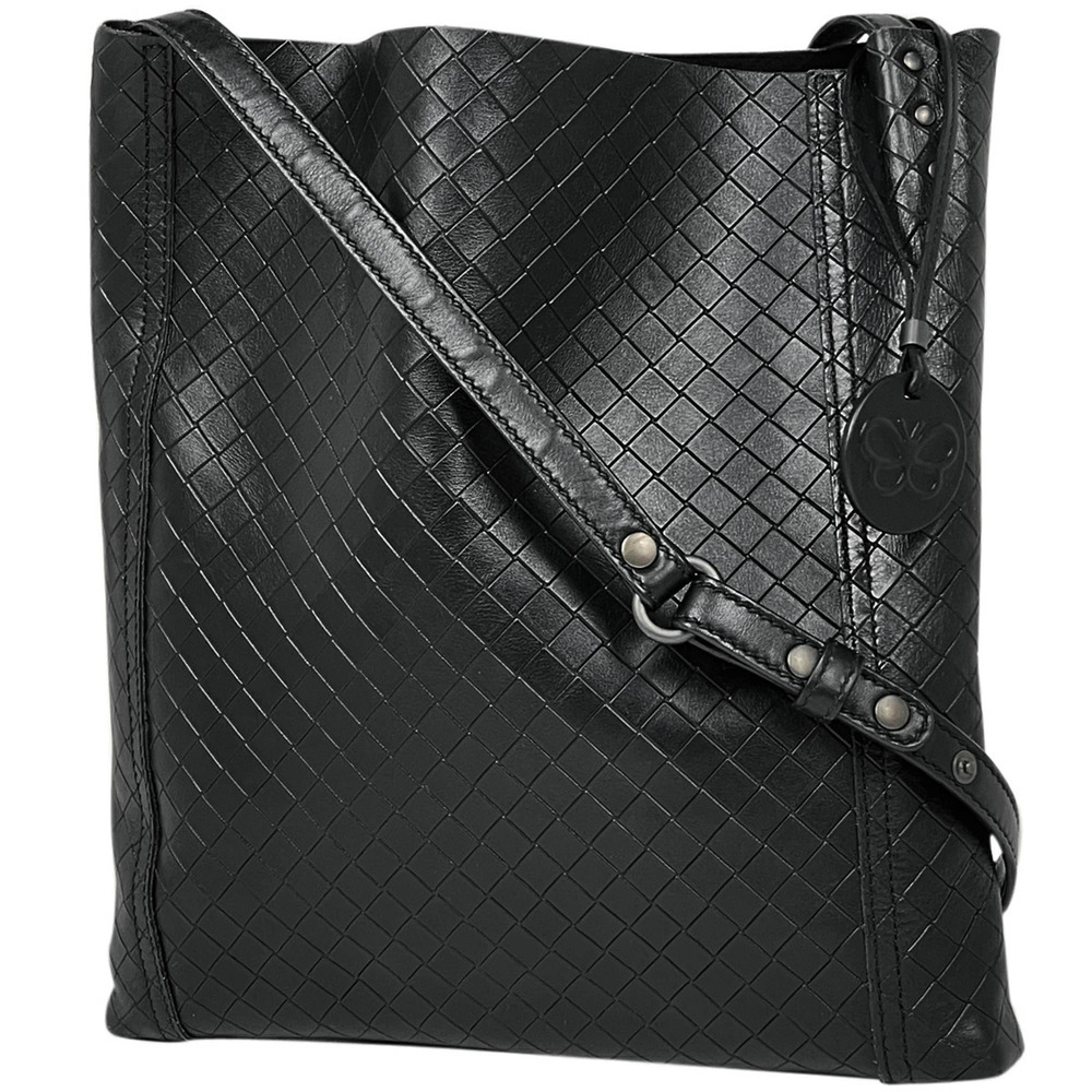 Bottega Veneta Intreccio Mirage Shoulder Bag Crossbody Leather Black